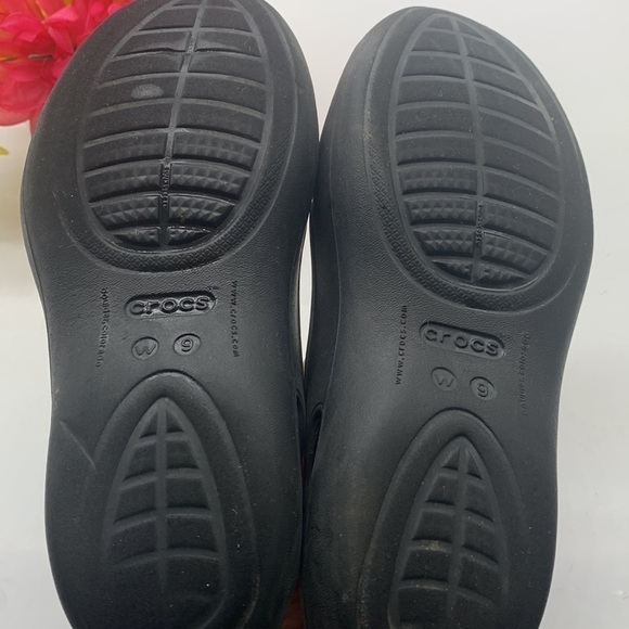 Crocs Black Sling Back flat Sandal Sz 9. CR0192A - Picture 6 of 7